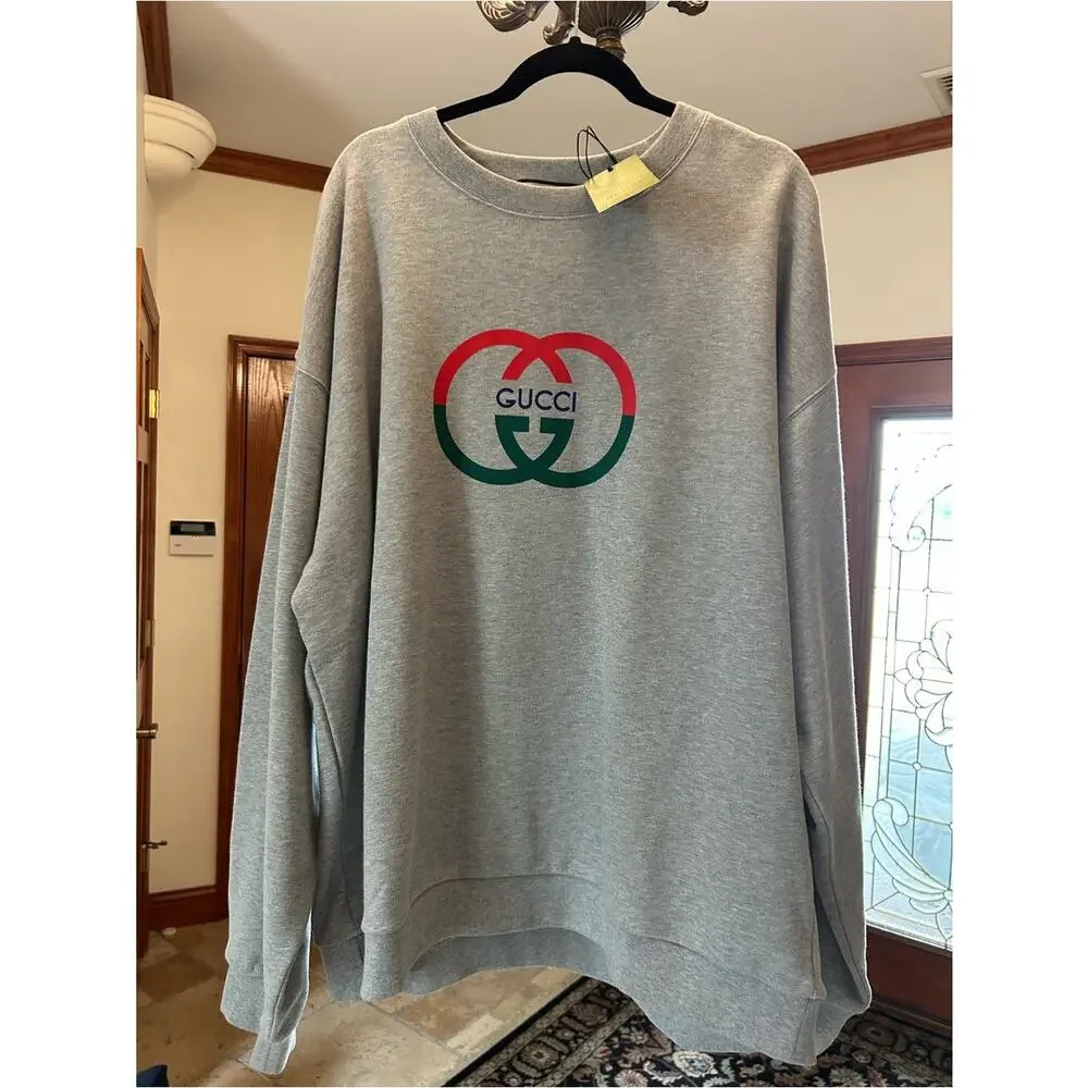 Men's Gucci, gray cotton interlocking G sweatshirt size XXXL made in Italy